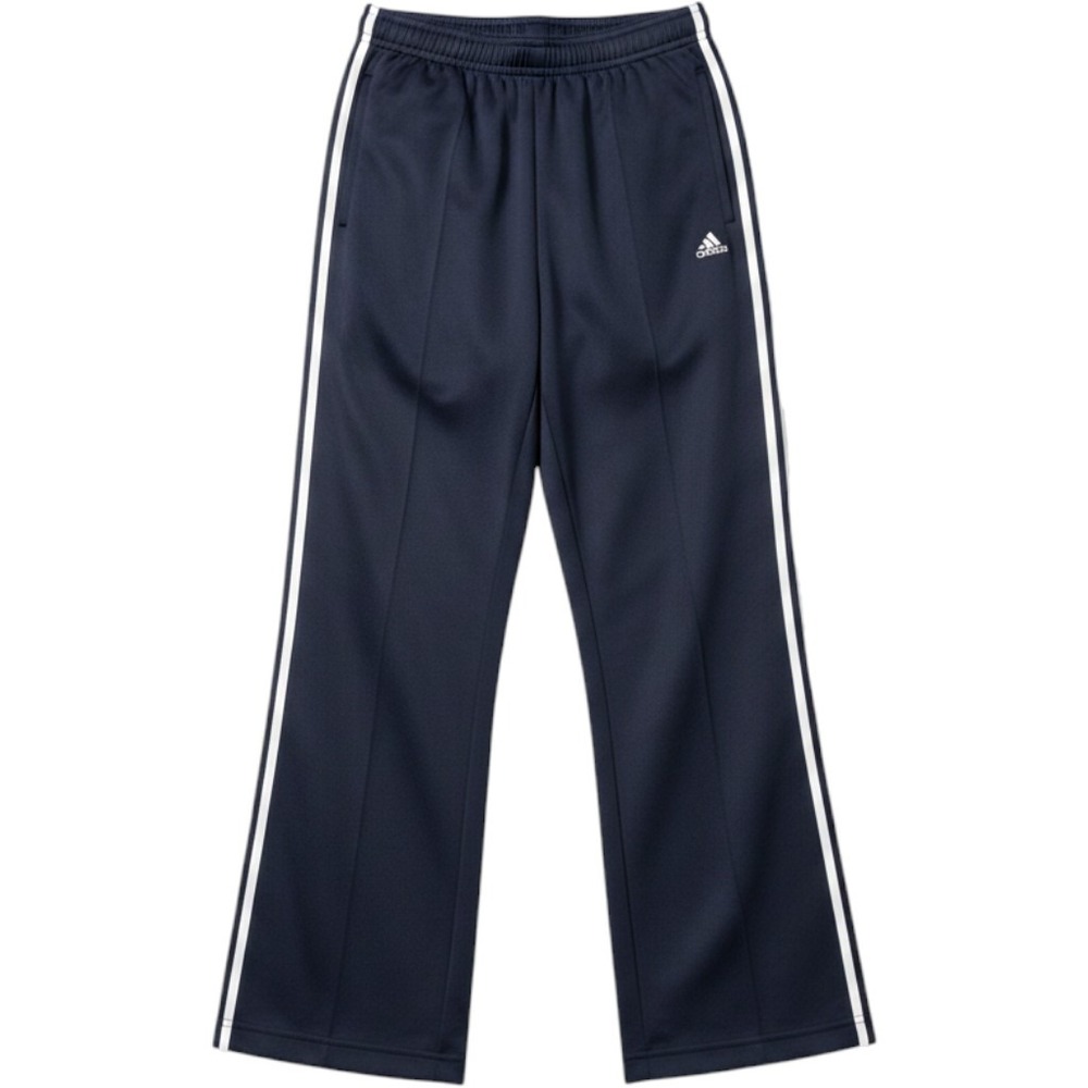 Y2K Adidas‎ Small Black Three Stripe Track Pants Straight Leg Athletic Trousers